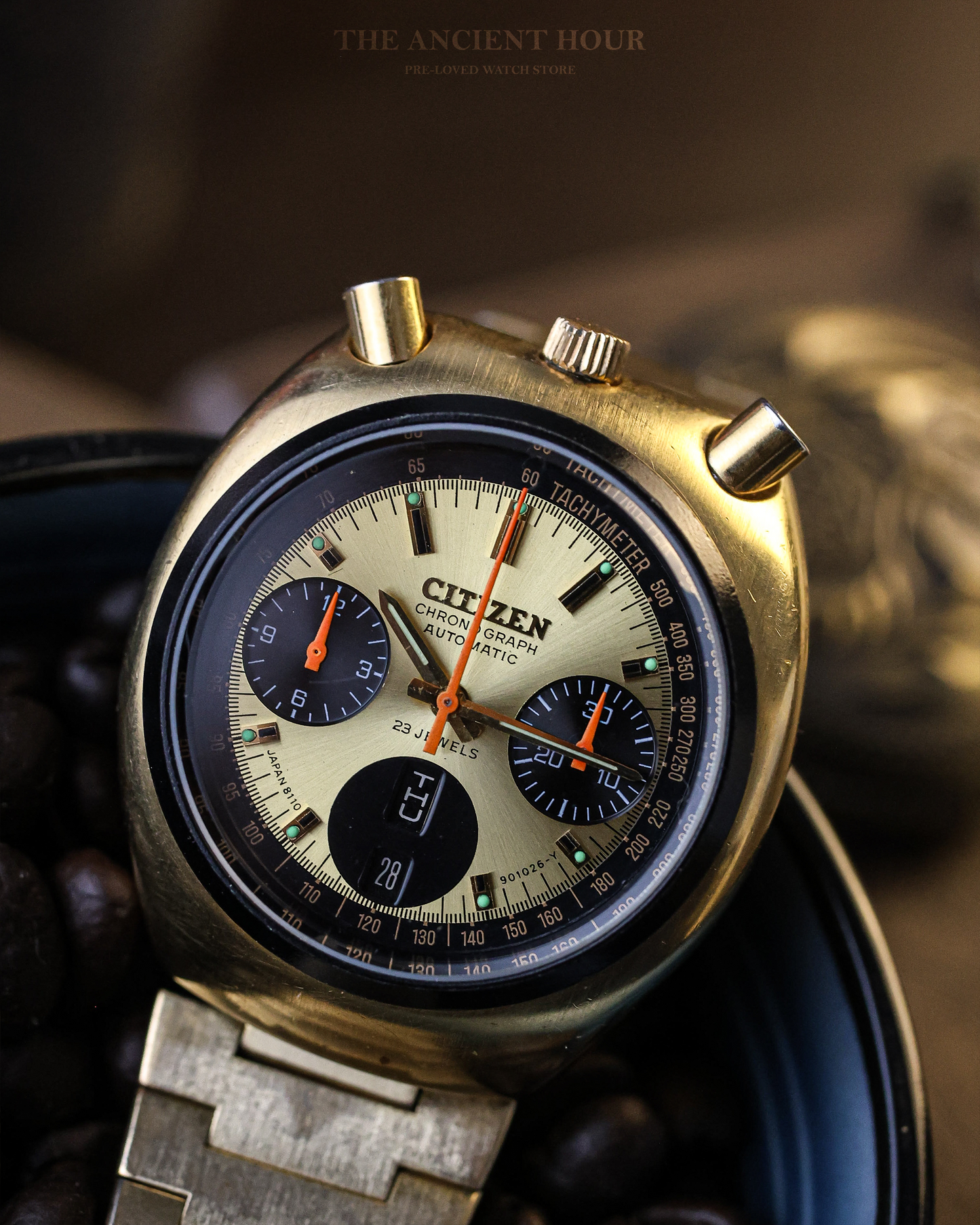 1970's Brad Pitt Vintage Citizen Bullhead 8110 Automatic Chronograph