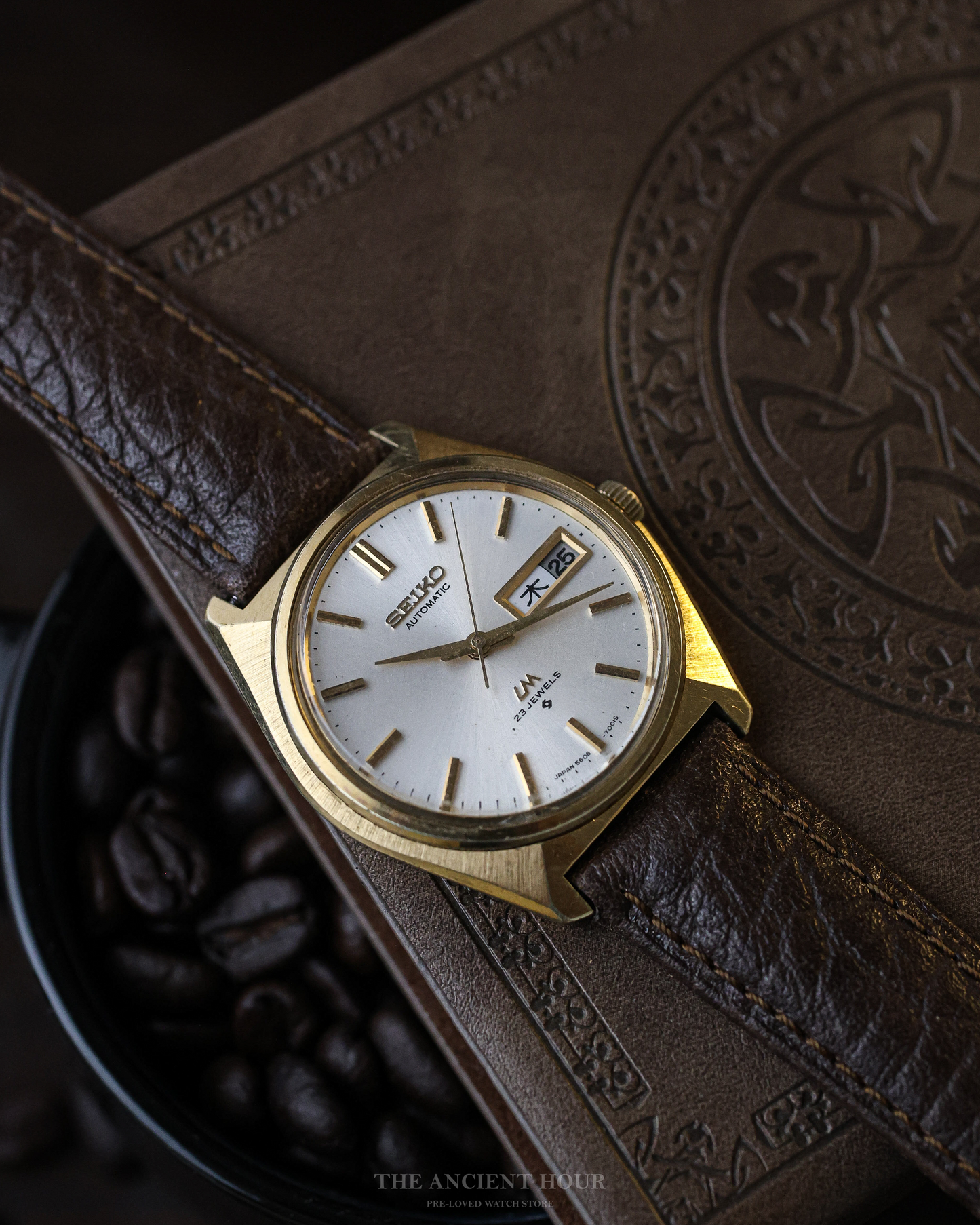 1970's Seiko LM Gold Plated "Tanaka Case" 5606 Kanji day/date calendar