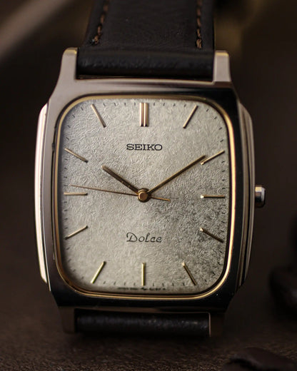 1989 Vintage Seiko Dolce Tank “Snowflake” Dial tungsten carbide – Ref. 8N41-5070