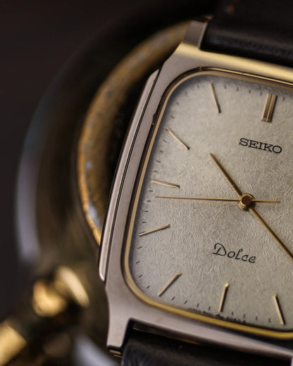 1989 Vintage Seiko Dolce Tank “Snowflake” Dial tungsten carbide – Ref. 8N41-5070