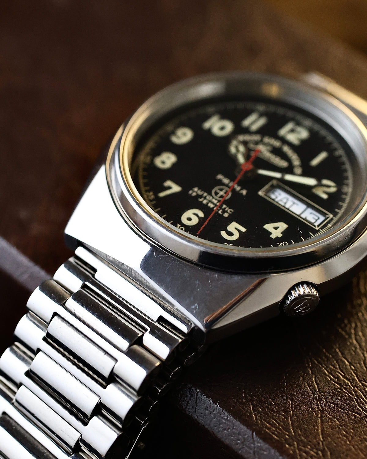 Swiss Vintage West End Watch – Sowar Prima –  Black Dial 1970’s – 17J Automatic Cal.2878 Watch for sale