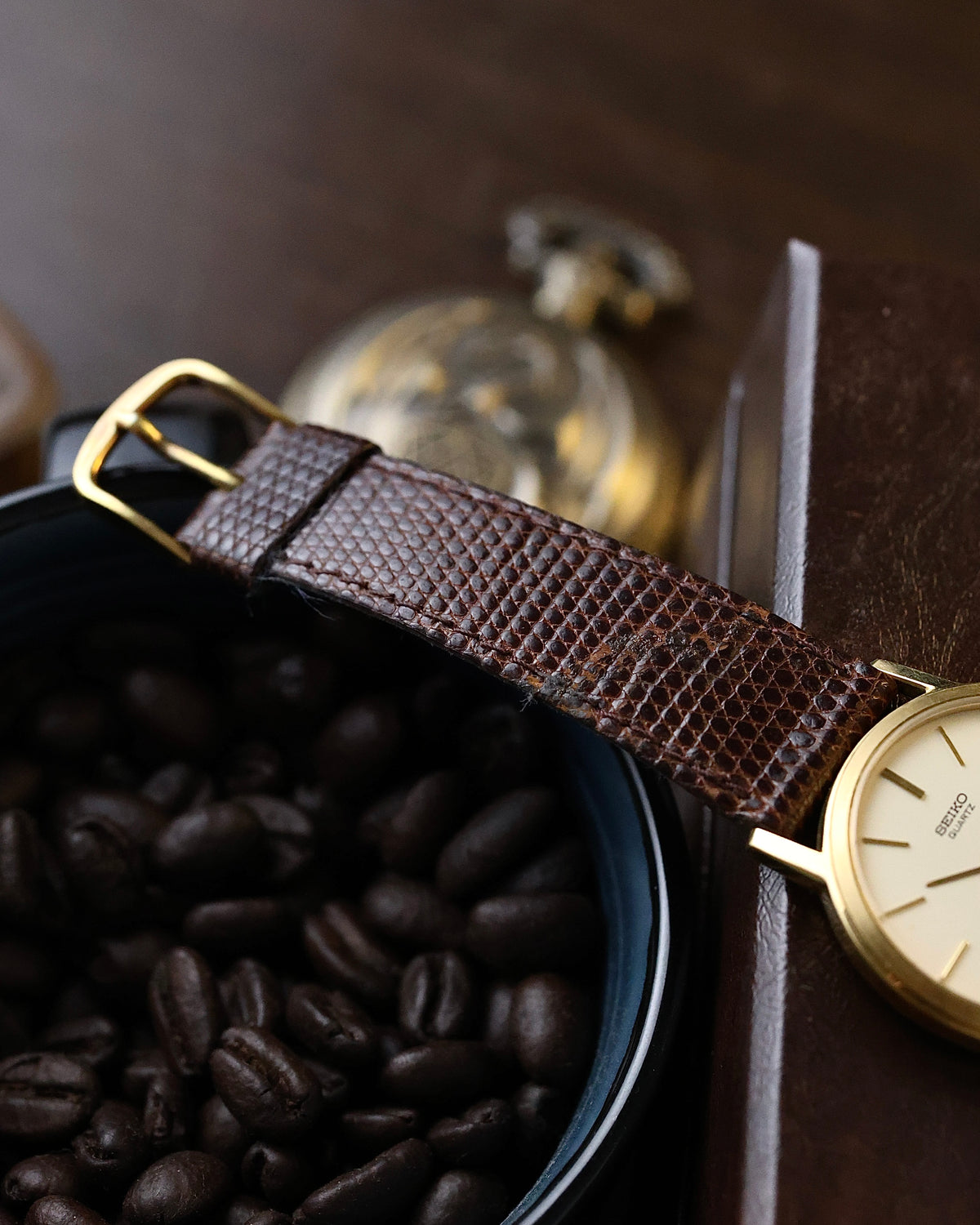Seiko SGP Retro Slim Case Chariot quartz - 2620 - Original Seiko leather strap & Buckle Men's watch for sale