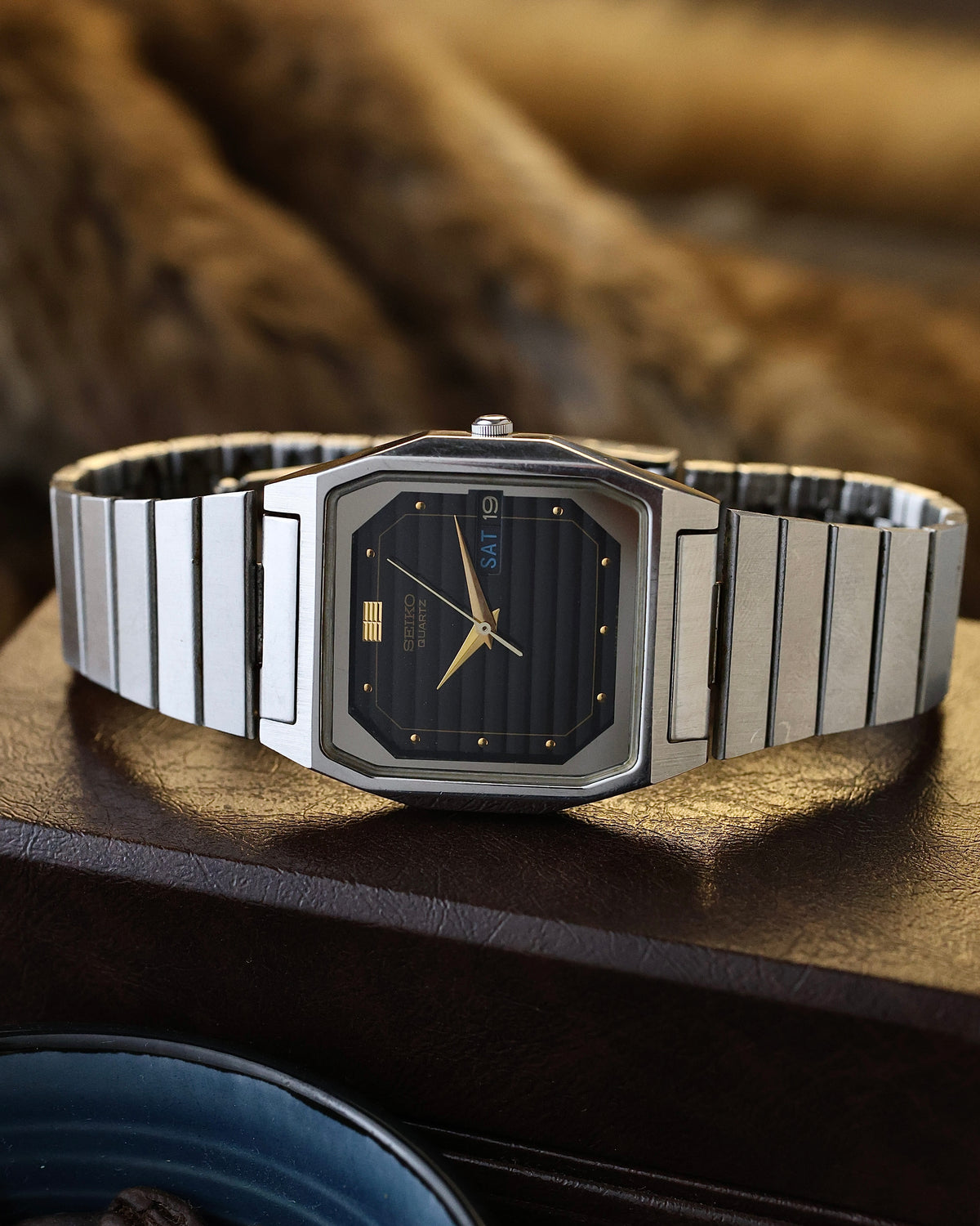 Seiko Shutter Lines Textured Dial - Tank Case & Seiko buckle Ref. V743-5A00