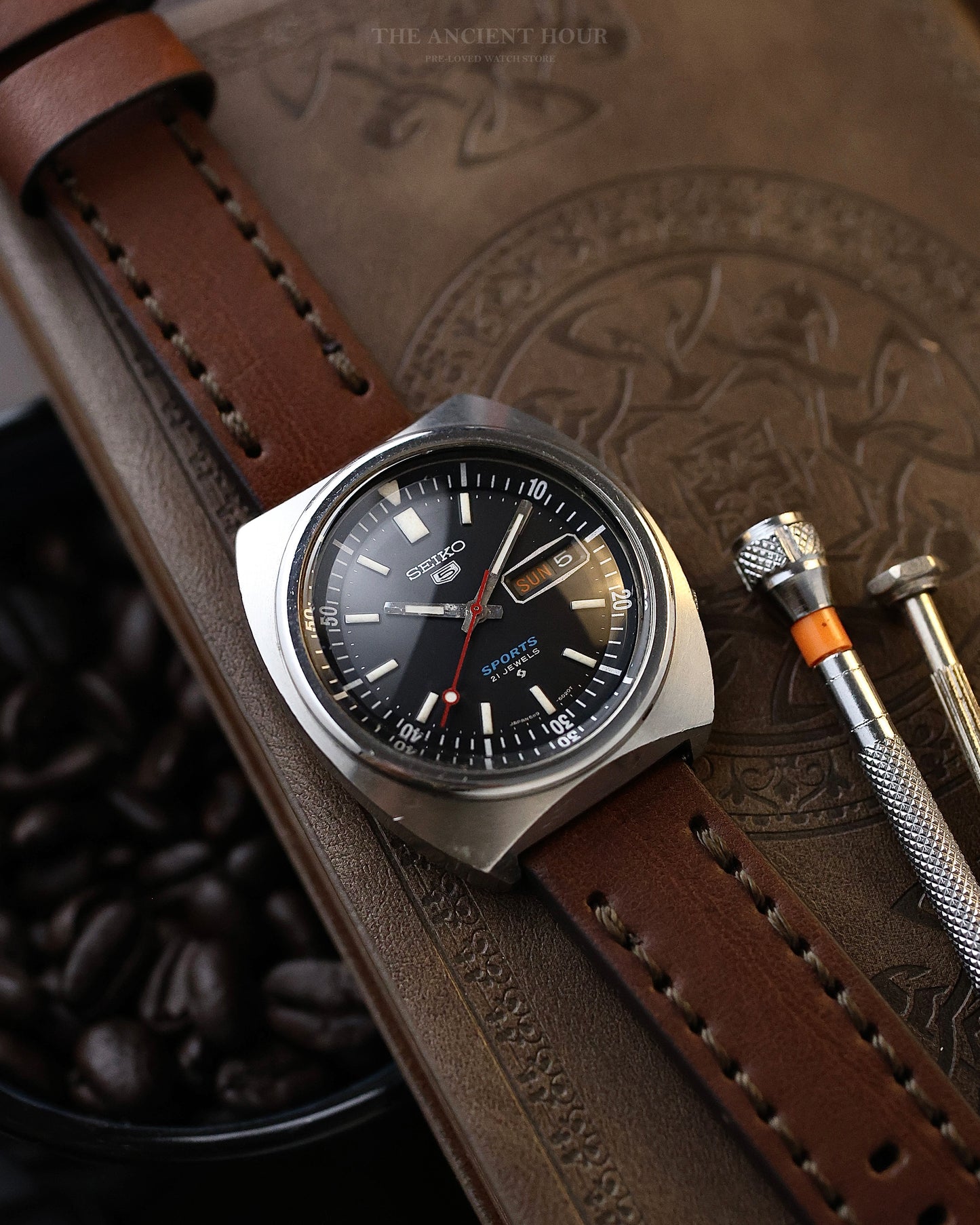 1974 Vintage Seiko 5 Sports 6119-6020 Black Dial