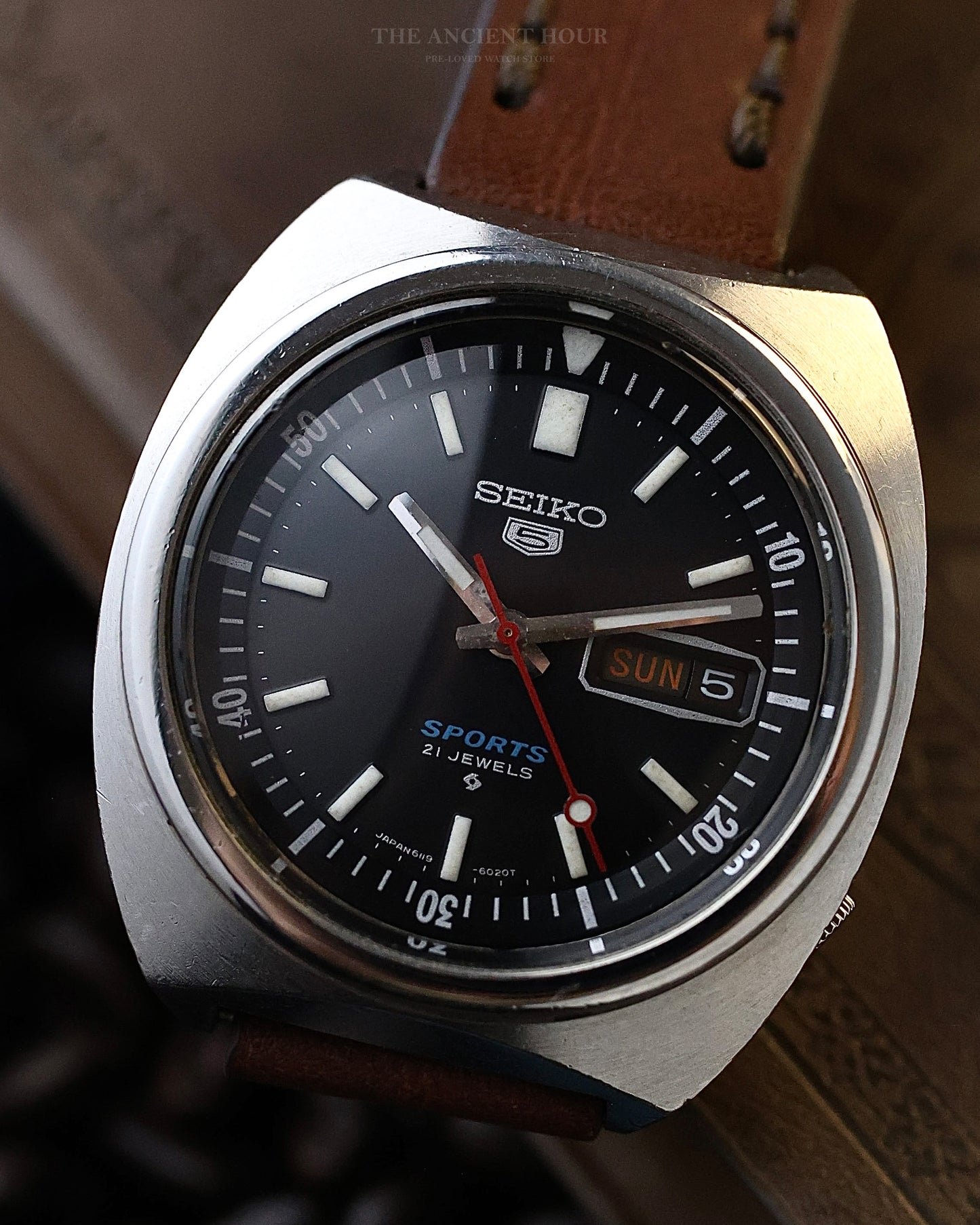 1974 Vintage Seiko 5 Sports 6119-6020 Black Dial