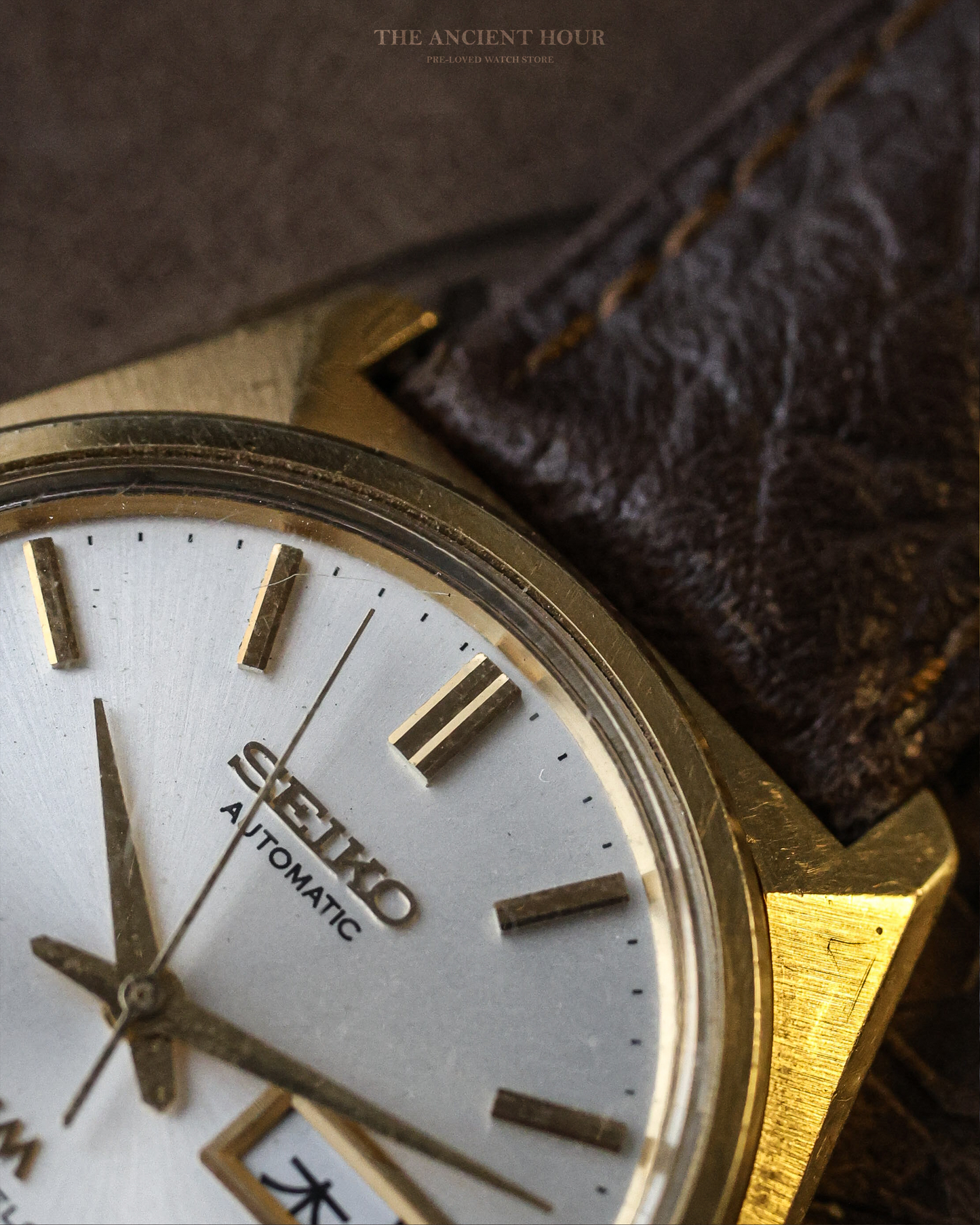 1970's Seiko LM Gold Plated "Tanaka Case" 5606 Kanji day/date calendar