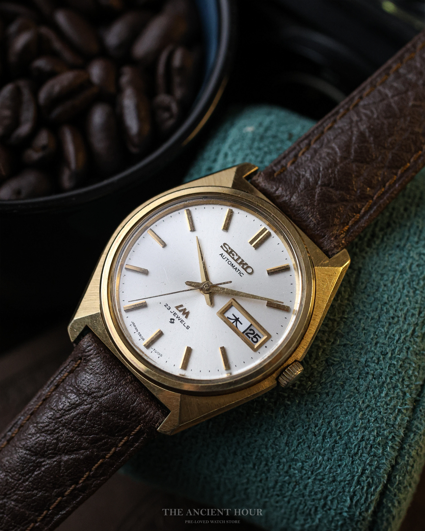 1970's Seiko LM Gold Plated "Tanaka Case" 5606 Kanji day/date calendar