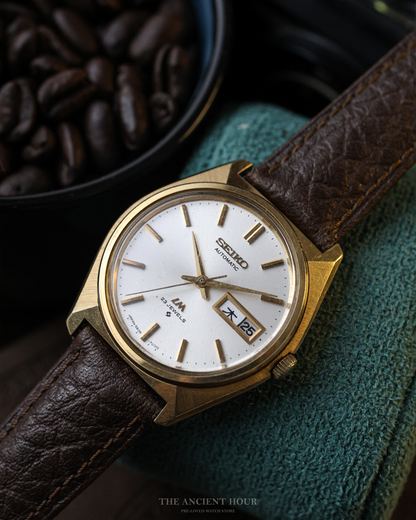 1970's Seiko LM Gold Plated "Tanaka Case" 5606 Kanji day/date calendar