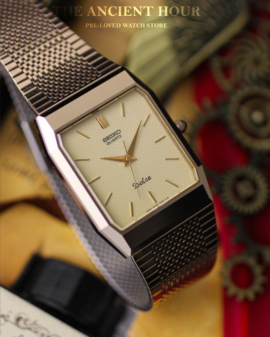 Vintage Seiko Dolce Tank - 6030-5580 - textured dial watch  Tungsten carbide case