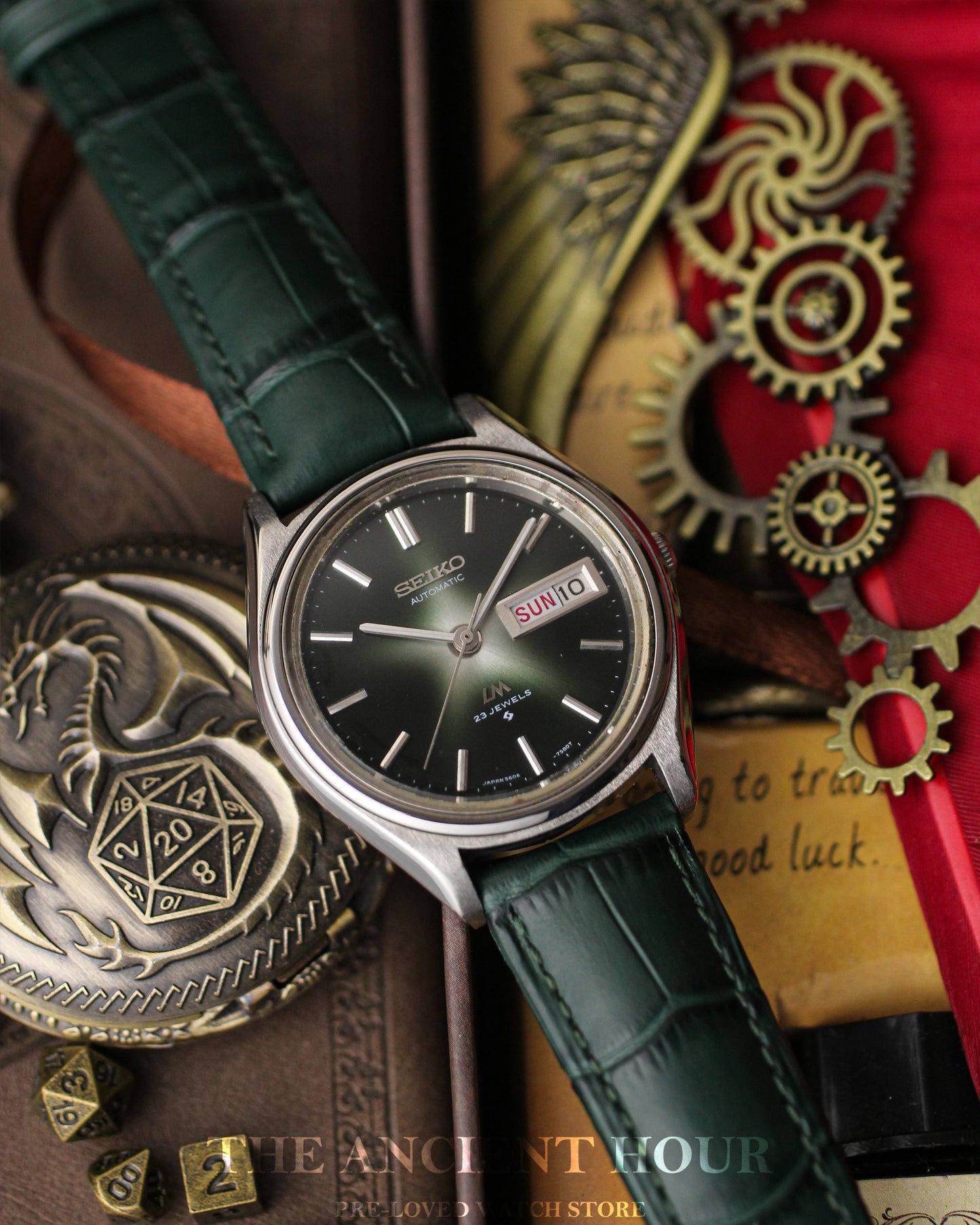 1972 Seiko Lord Matic 5606-7580 Fume Green Sunburst Dial