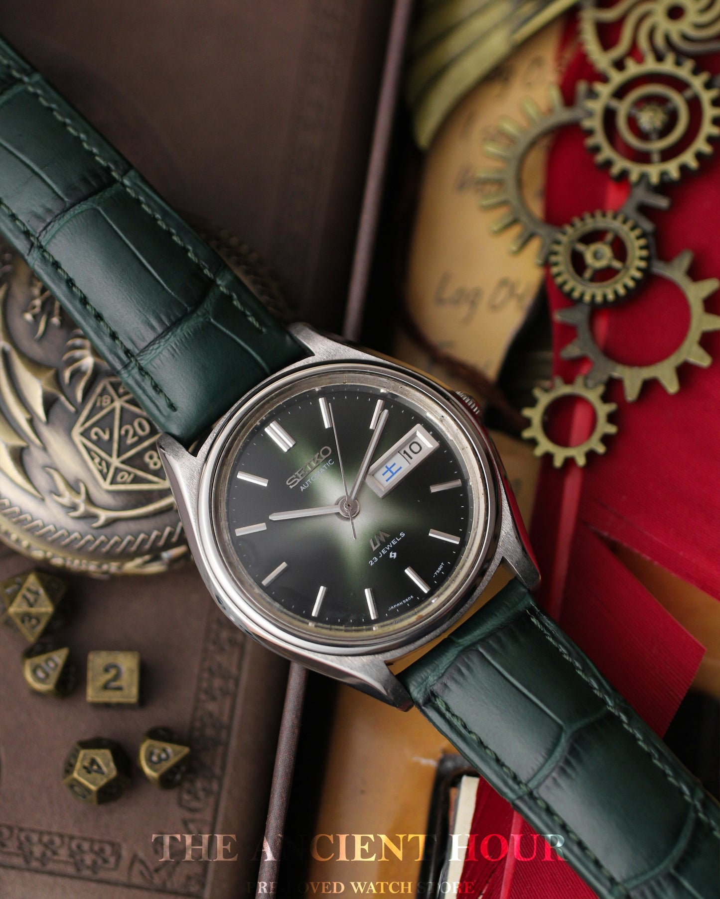 1972 Seiko Lord Matic 5606-7580 Fume Green Sunburst Dial